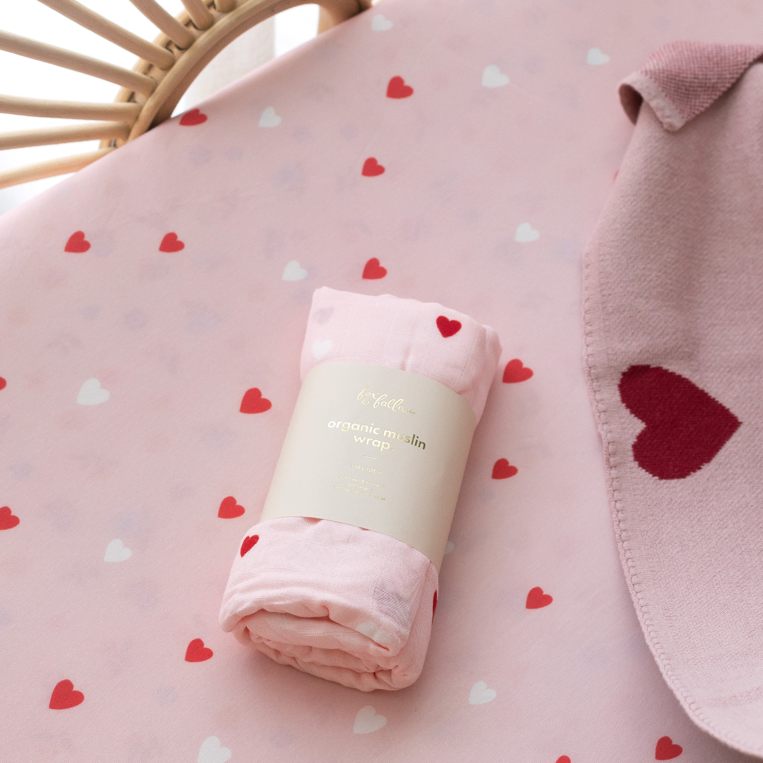 Little Hearts Muslin Wrap Swaddle