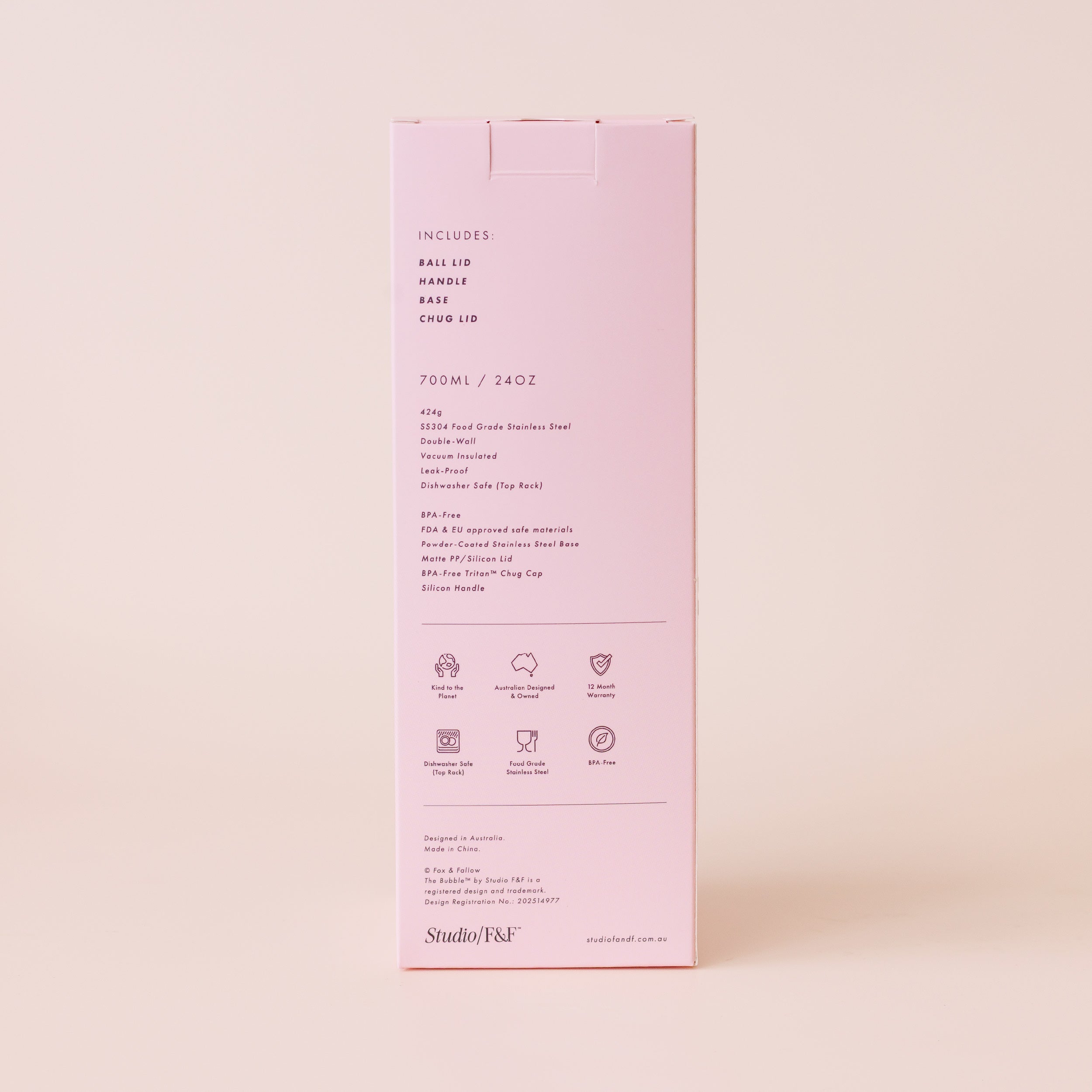The Bubble Reusable Water Bottle 700ml - Ballet Pink - PRE-ORDER (LATE-APRIL)