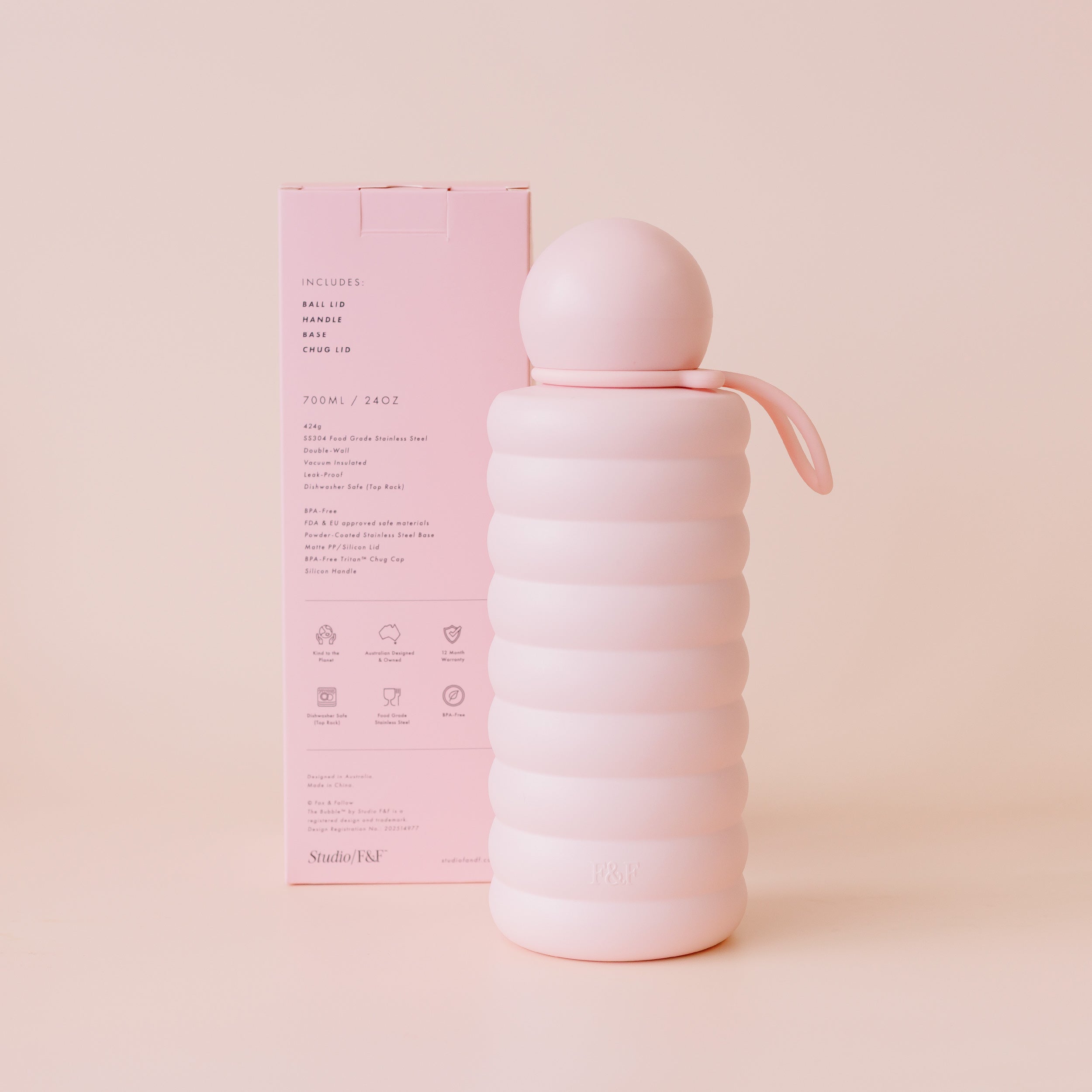 The Bubble Reusable Water Bottle 700ml - Ballet Pink - PRE-ORDER (LATE-APRIL)