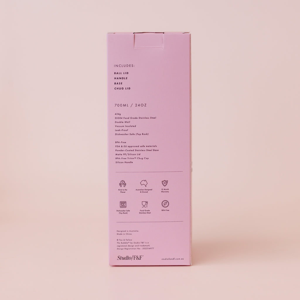 The Bubble Reusable Water Bottle 700ml - Dusty Rose - PRE-ORDER (LATE-APRIL)