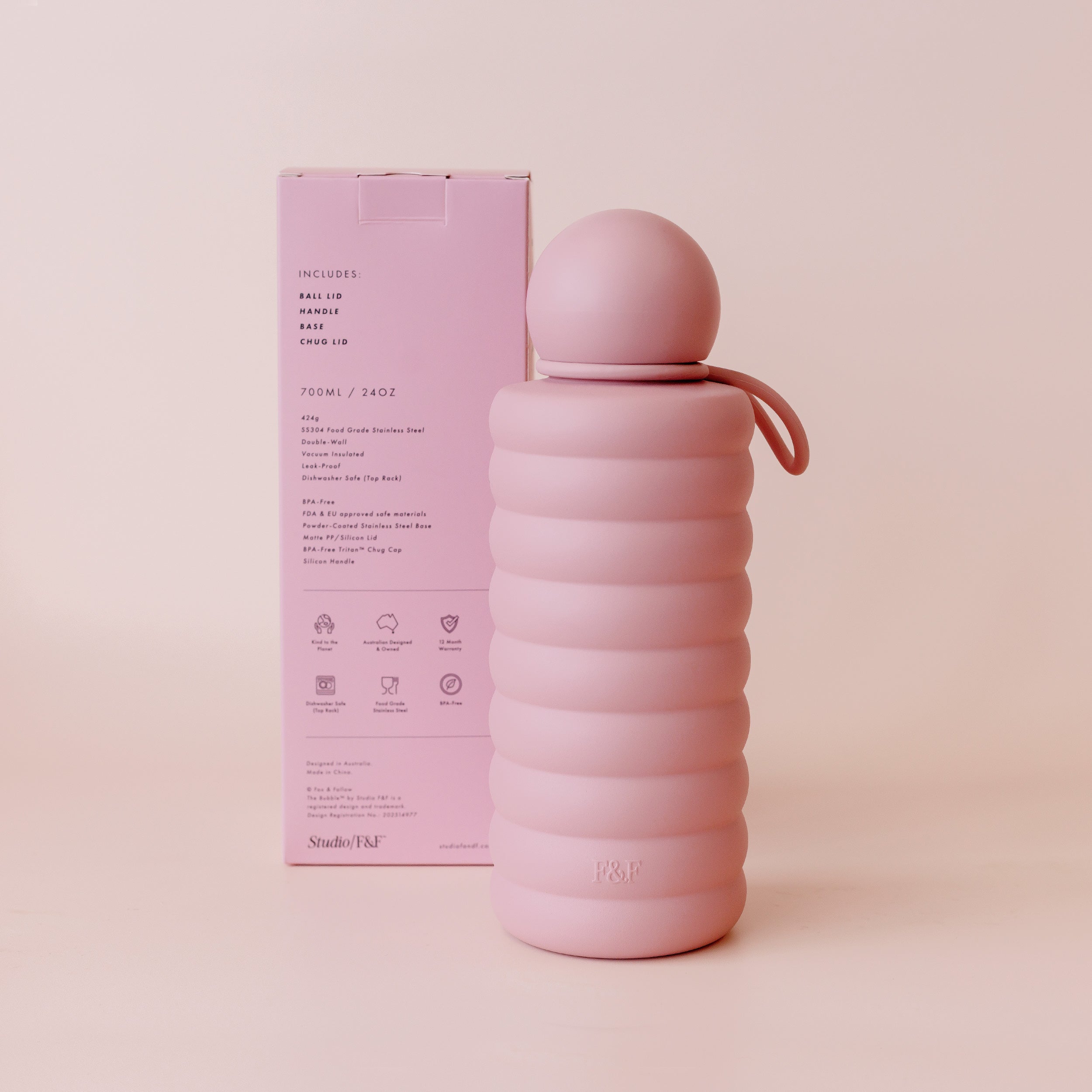 The Bubble Reusable Water Bottle 700ml - Dusty Rose - PRE-ORDER (LATE-APRIL)