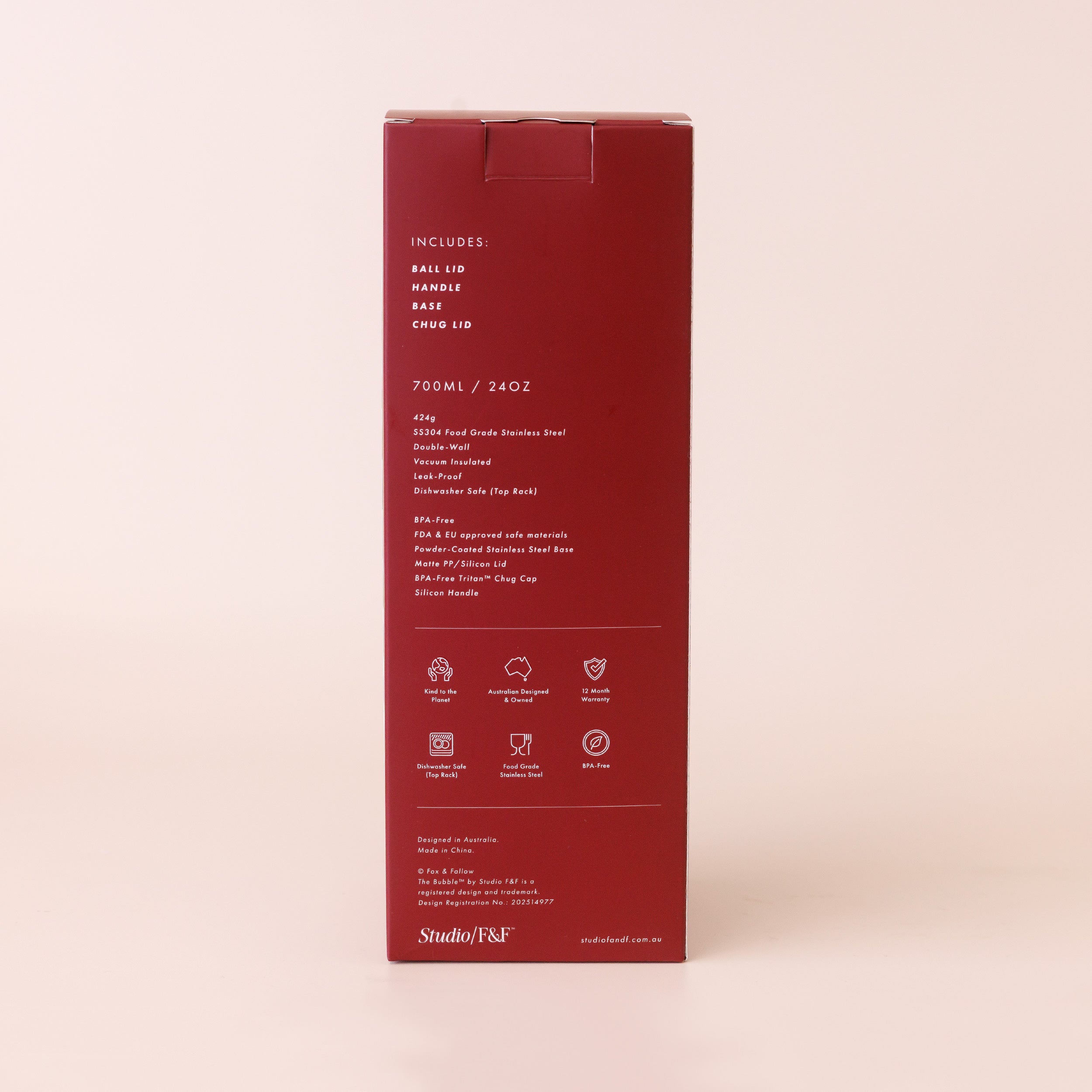 The Bubble Reusable Water Bottle 700ml - Cherry - PRE-ORDER (LATE-APRIL)