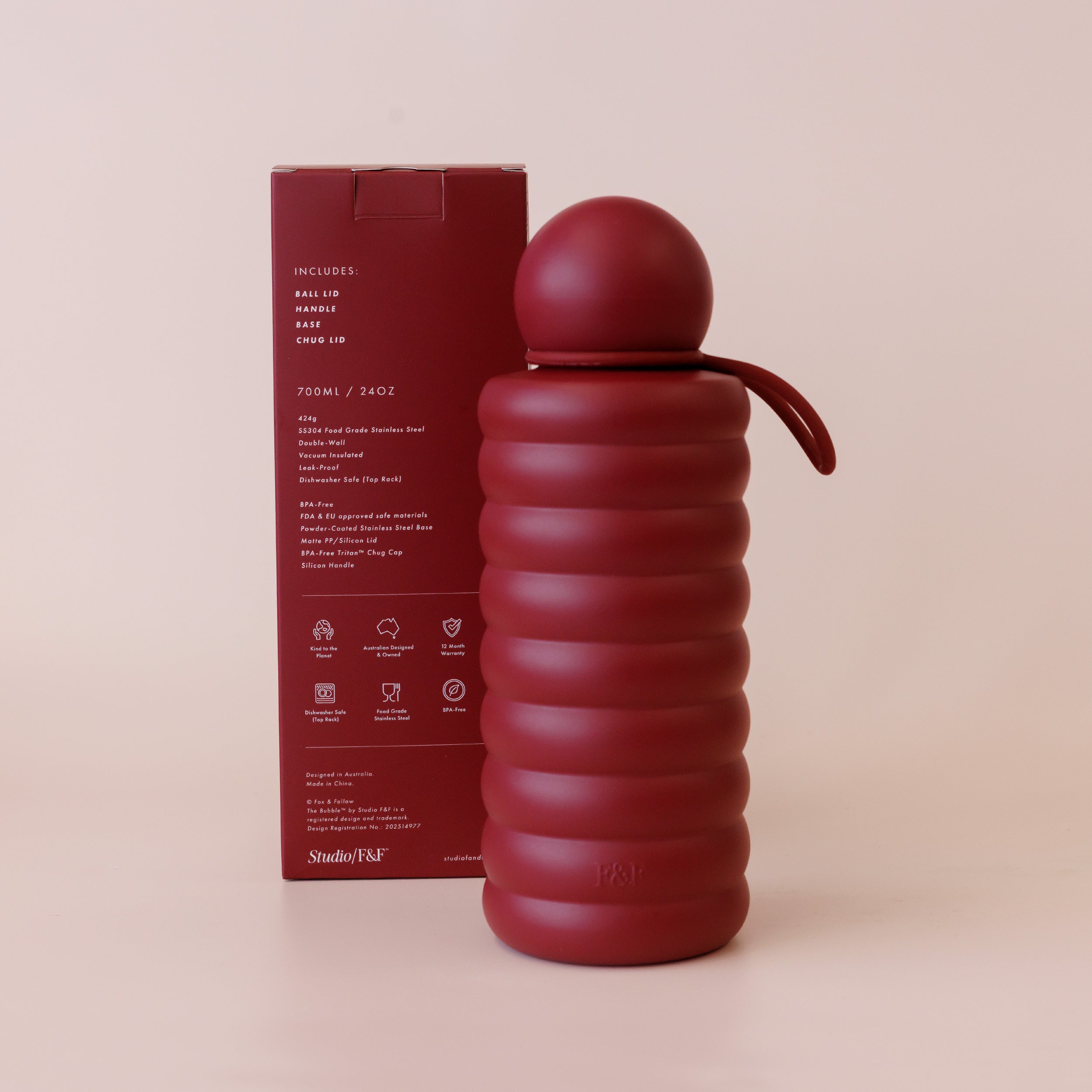 The Bubble Reusable Water Bottle 700ml - Cherry - PRE-ORDER (LATE-APRIL)