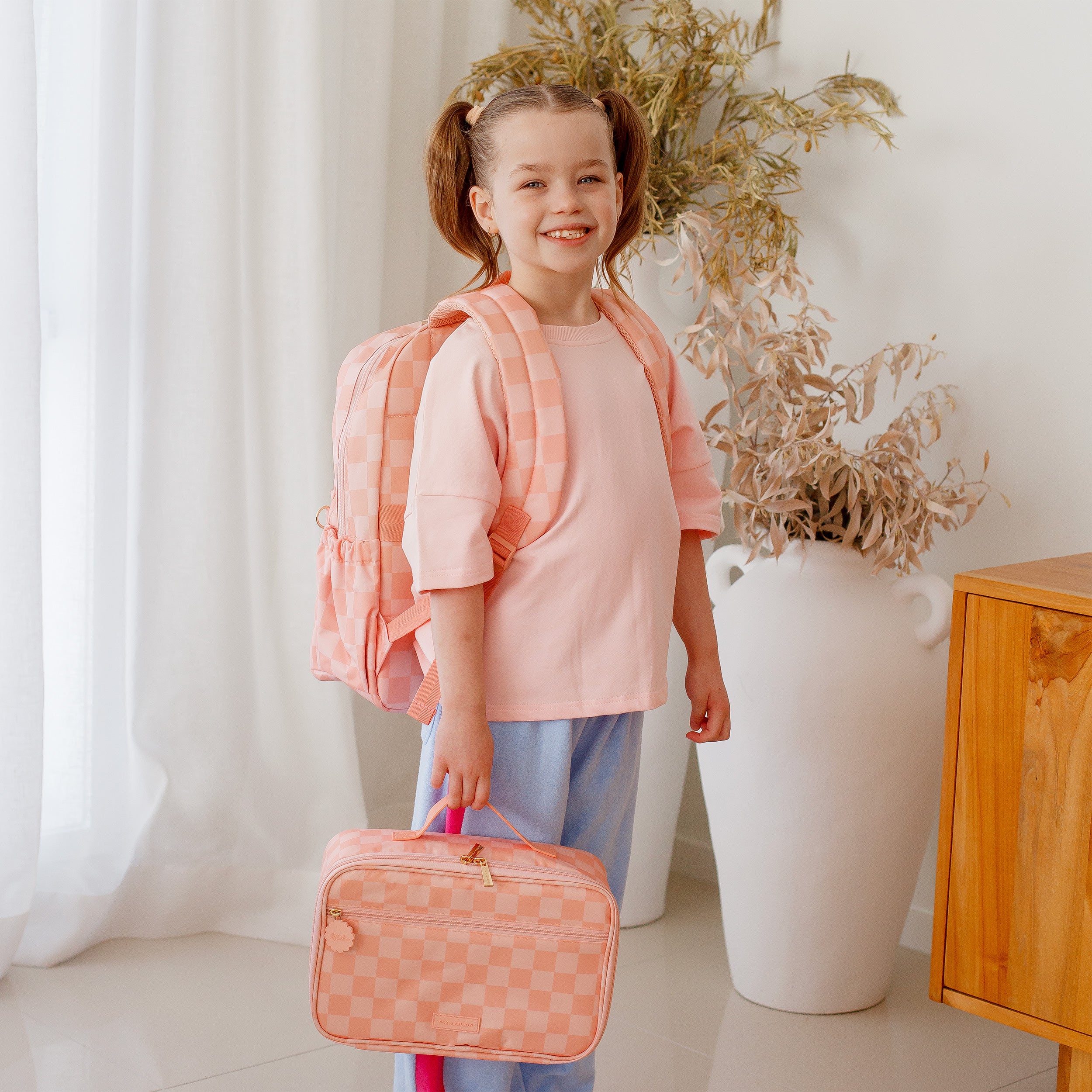 Peach Check Backpack - SECONDS