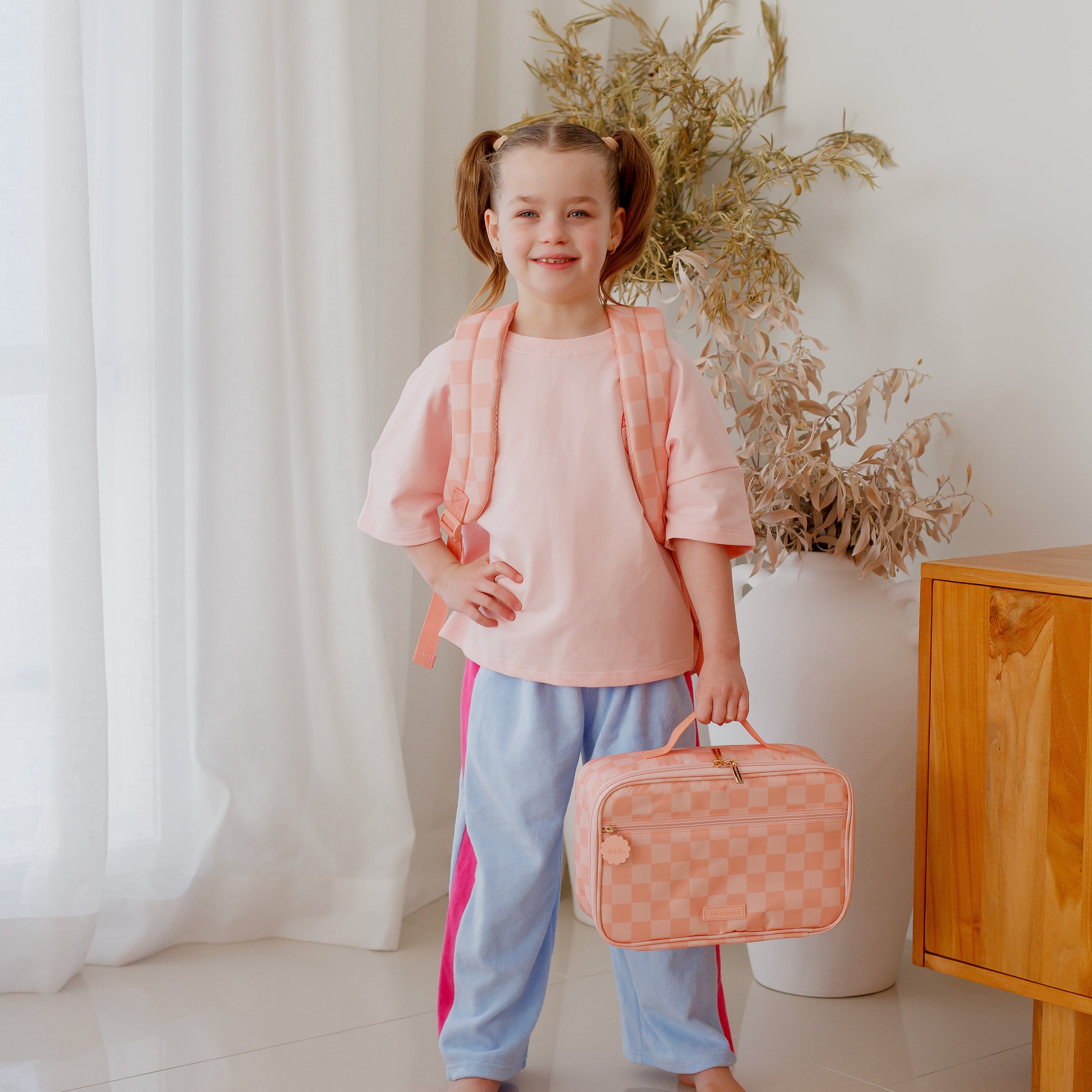 Peach Check Backpack - SECONDS