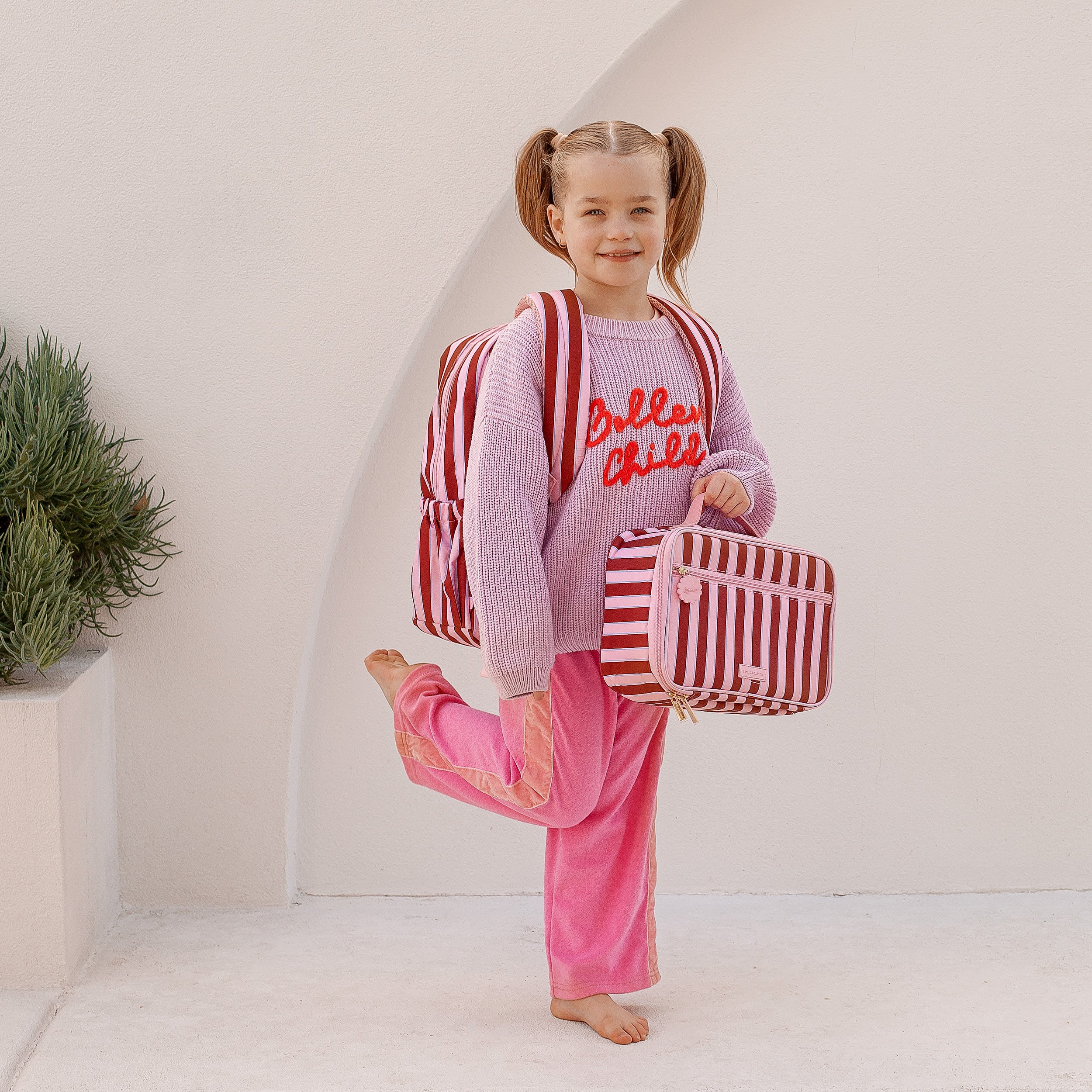 Burgundy Stripe Backpack