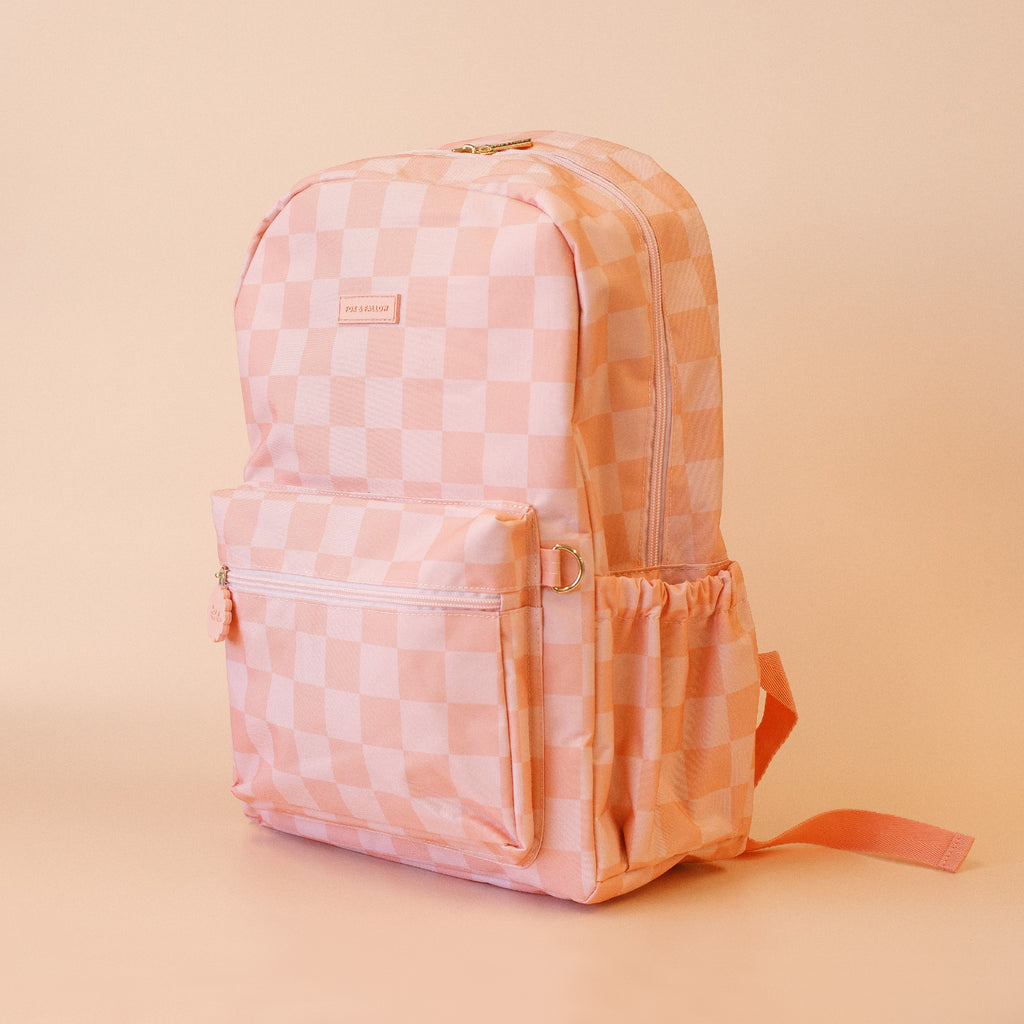 Peach Check Backpack - SECONDS