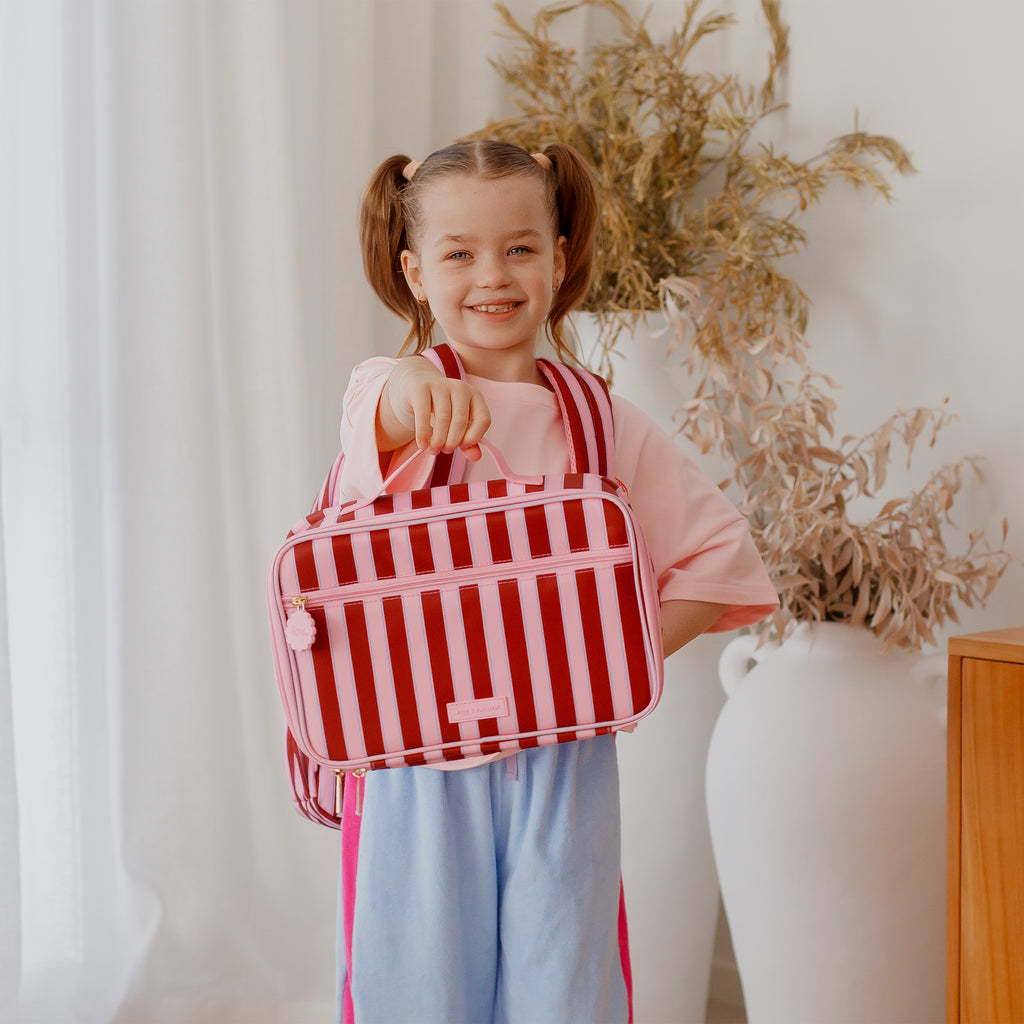 Burgundy Stripe Large Lunch Bag - PRE-ORDER (APRIL)