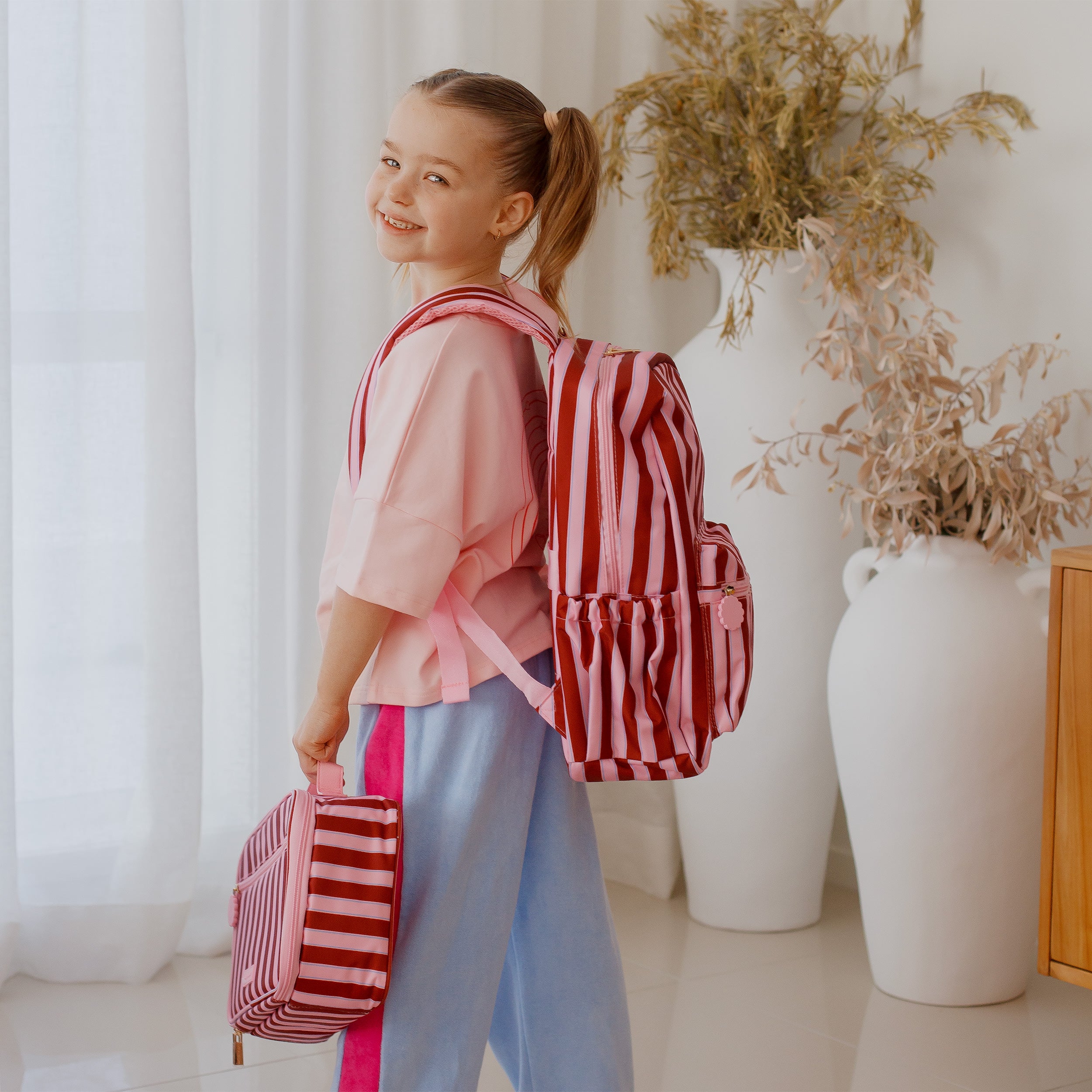 Burgundy Stripe Large Lunch Bag - PRE-ORDER (APRIL)