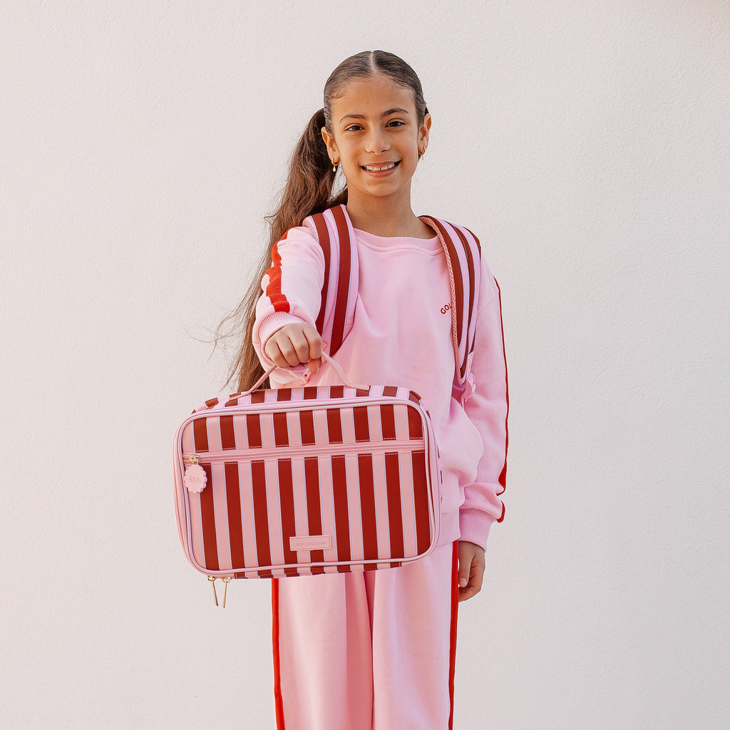 Burgundy Stripe Large Lunch Bag - PRE-ORDER (APRIL)