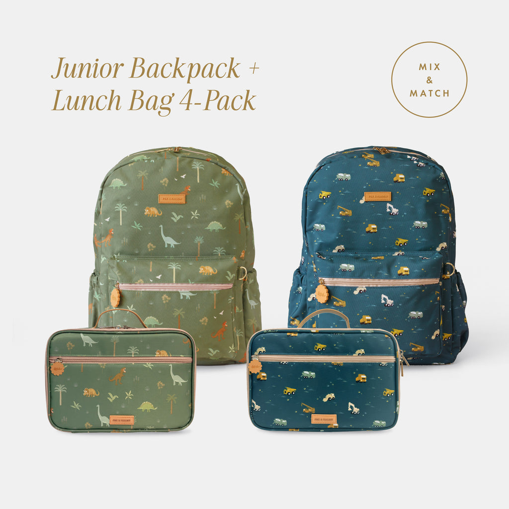 Junior Backpack + Lunch Bag 4-Pack Bundle