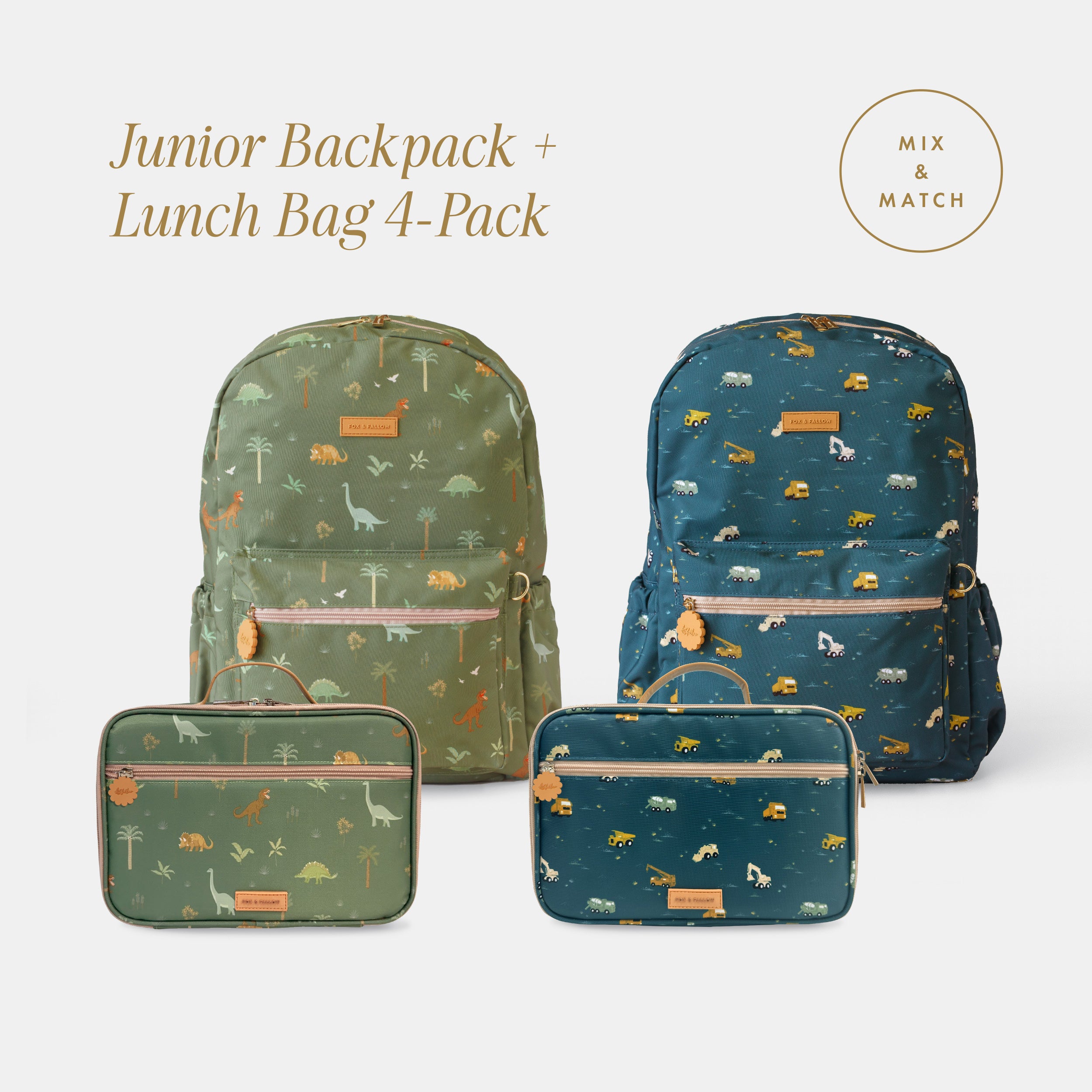 Junior Backpack + Lunch Bag 4-Pack Bundle