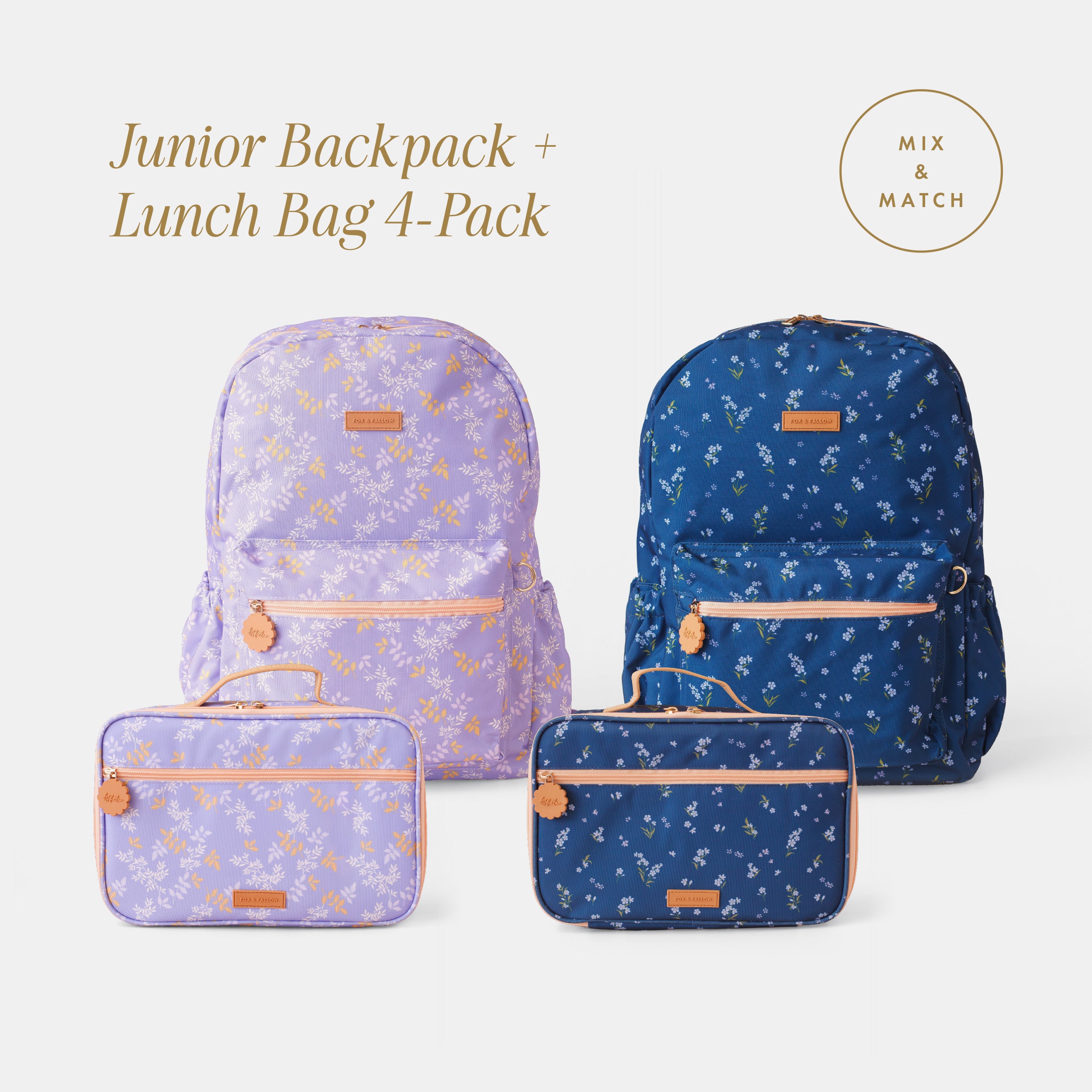 Junior Backpack + Lunch Bag 4-Pack Bundle