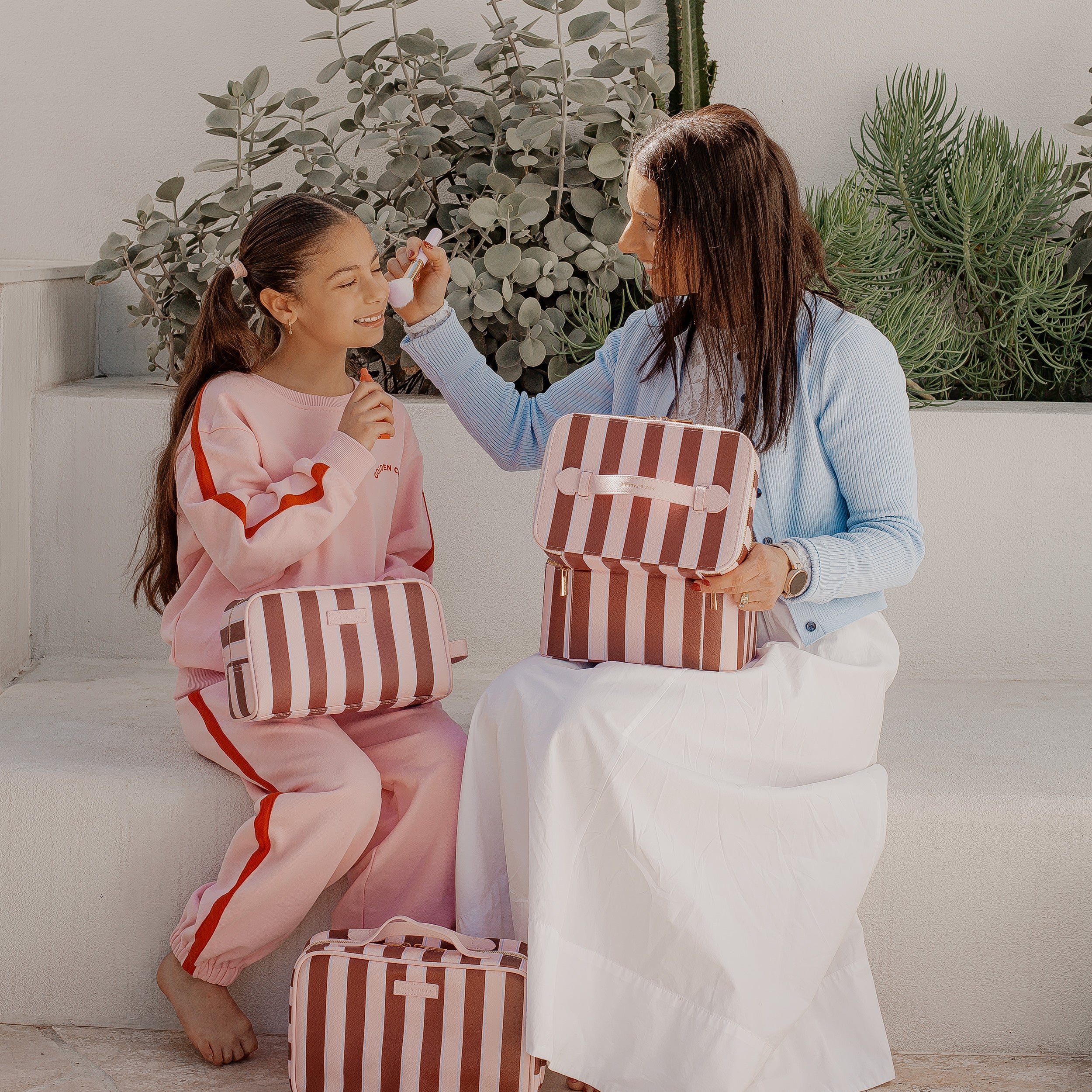 Burgundy Stripe Vanity Case - 'The Classic' - SECONDS