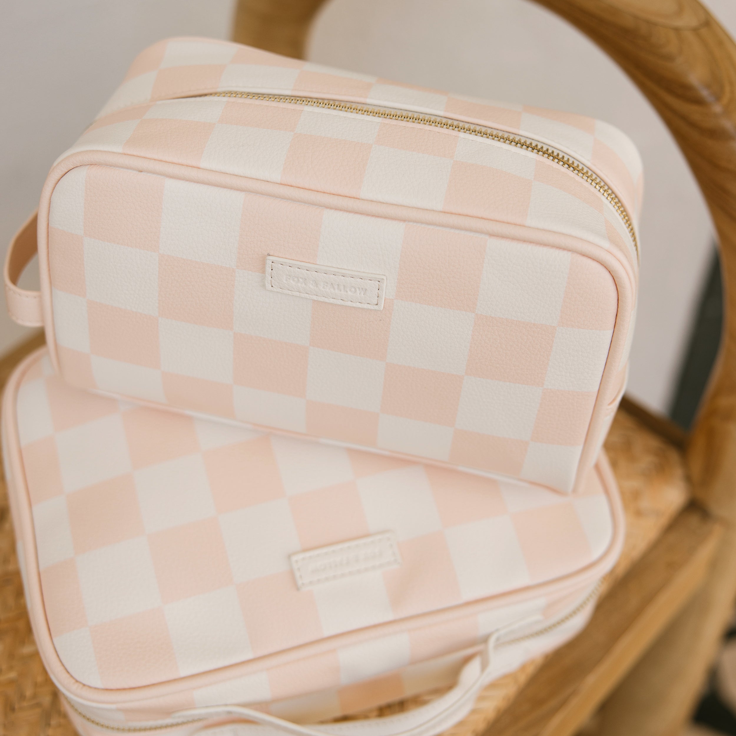 Salmon Check Cosmetic Bag - SECONDS