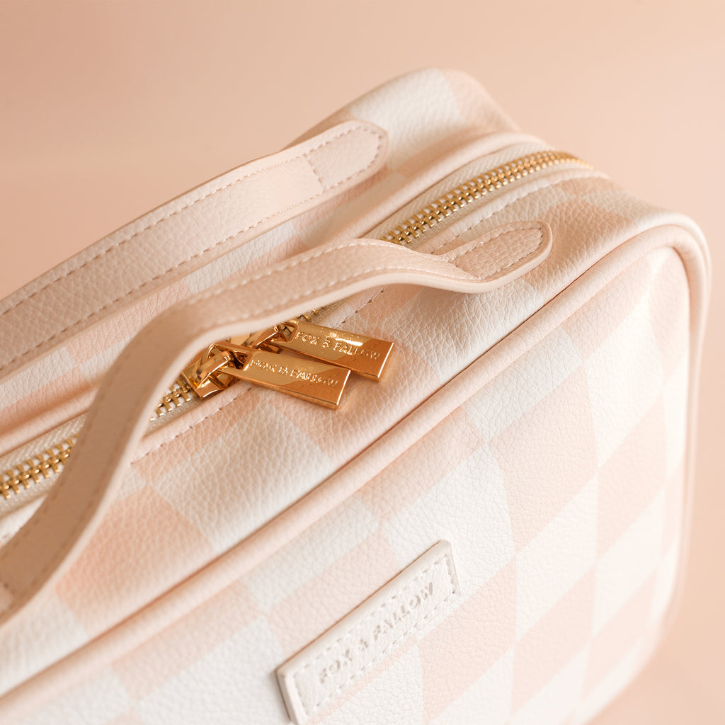 Salmon Check Cosmetic Bag - SECONDS