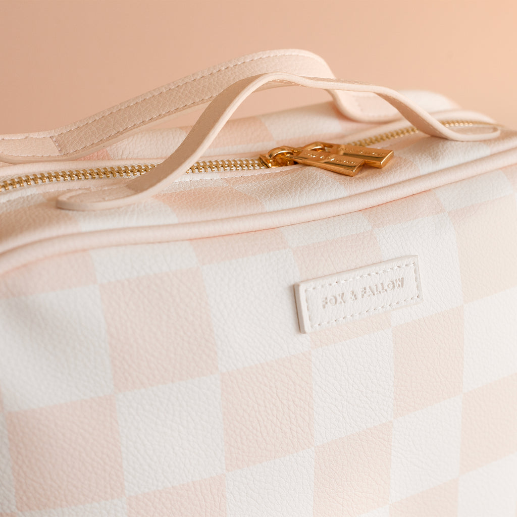Salmon Check Cosmetic Bag - SECONDS