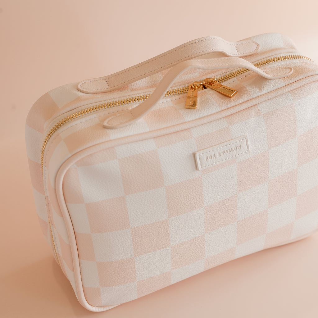 Salmon Check Cosmetic Bag - SECONDS