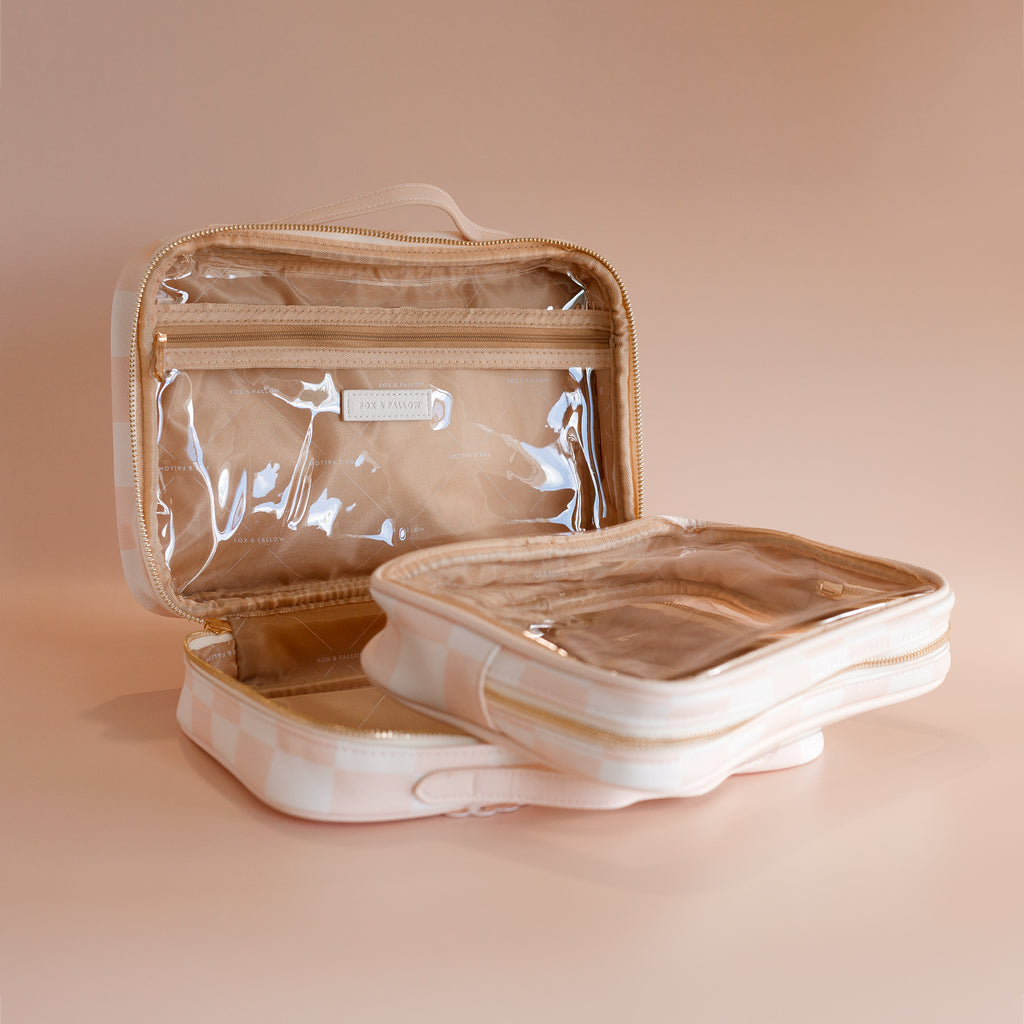 Salmon Check Cosmetic Bag - SECONDS