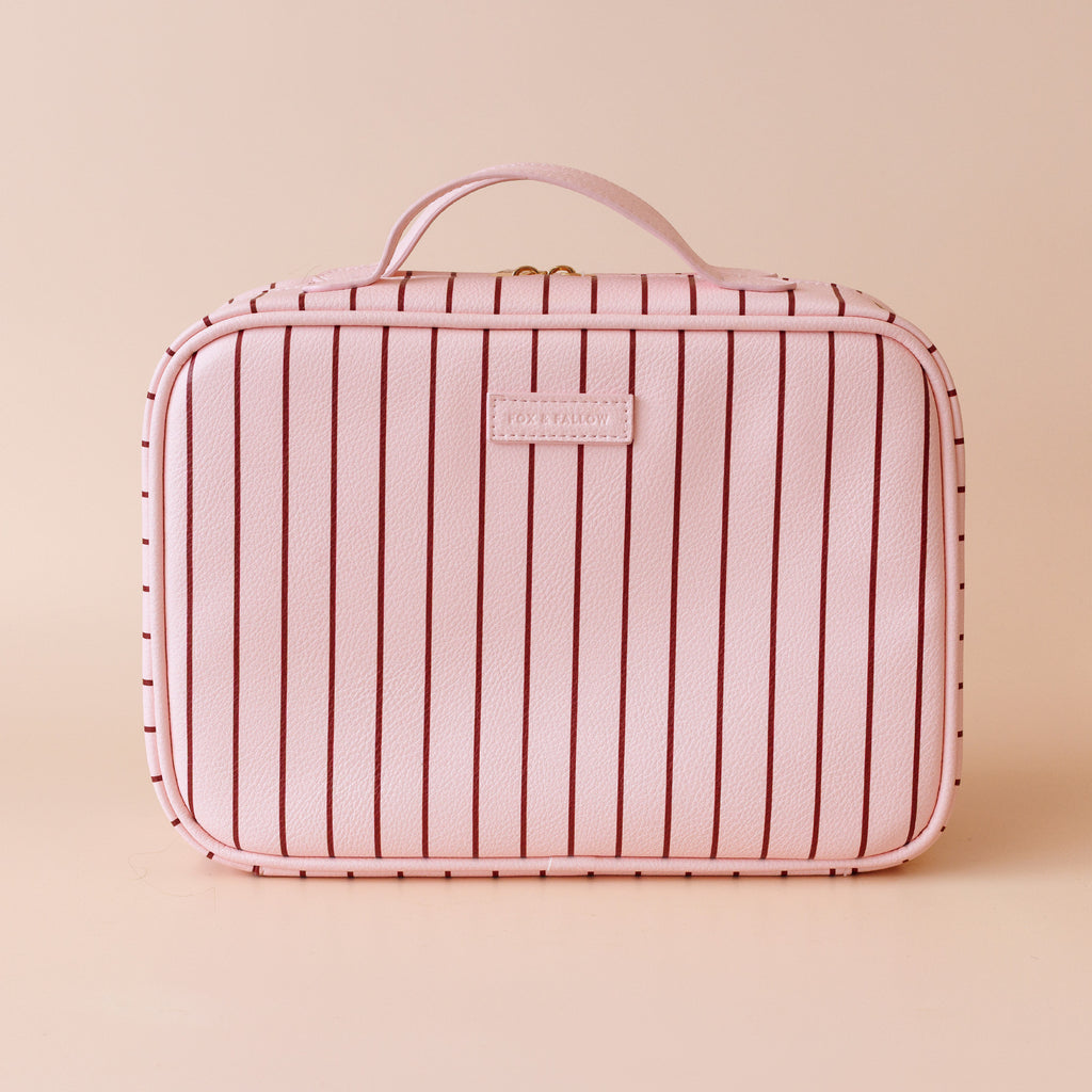 Rosé Pinstripe Cosmetic Bag - PRE-ORDER (MARCH)