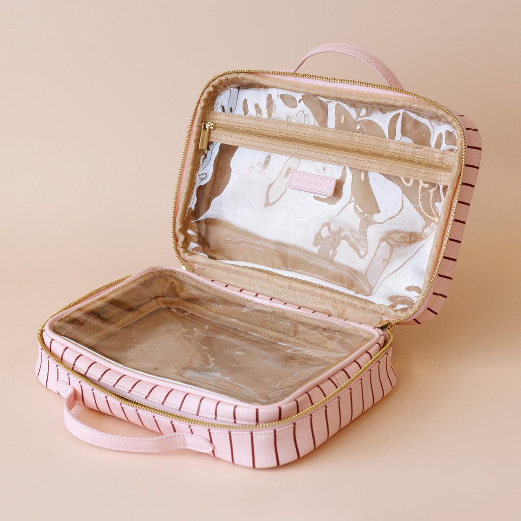 Rosé Pinstripe Cosmetic Bag - PRE-ORDER (MARCH)