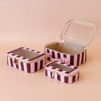 Burgundy Stripe Cosmetic Nested Trio Set - PRE-ORDER (MAY)