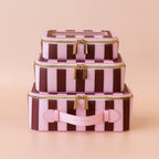 Burgundy Stripe Cosmetic Nested Trio Set - PRE-ORDER (MAY)