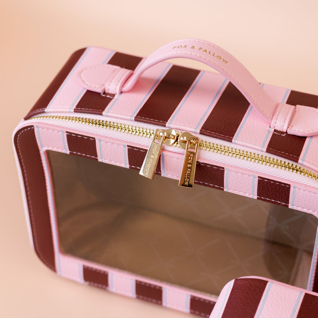 Burgundy Stripe Cosmetic Nested Trio Set - PRE-ORDER (MAY)