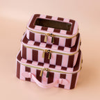 Burgundy Stripe Cosmetic Nested Trio Set - PRE-ORDER (MAY)