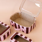 Burgundy Stripe Cosmetic Nested Trio Set - PRE-ORDER (MAY)
