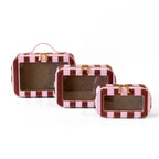 Burgundy Stripe Cosmetic Nested Trio Set - PRE-ORDER (MAY)
