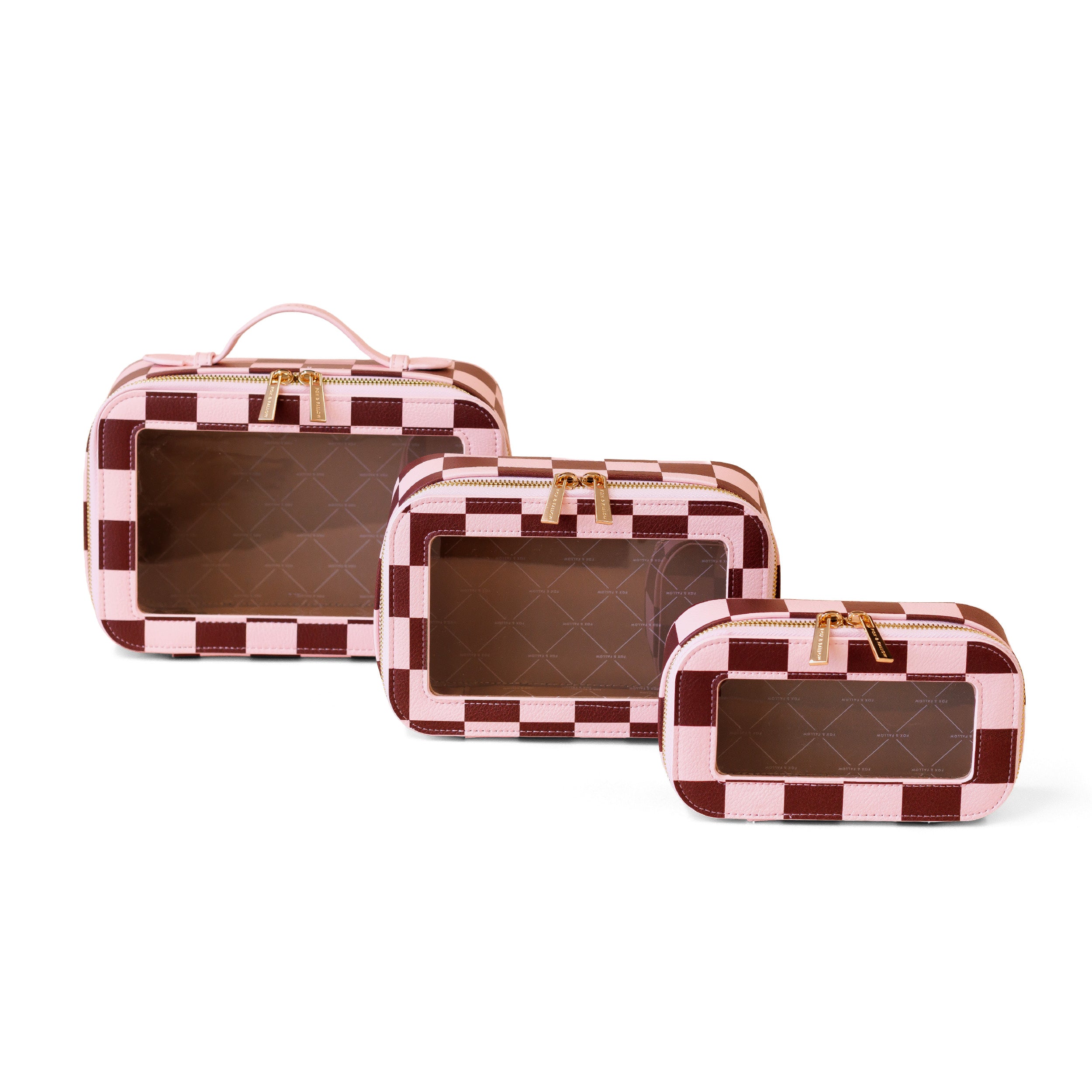 Cherry Check Cosmetic Nested Trio Set