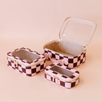 Cherry Check Cosmetic Nested Trio Set