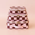 Cherry Check Cosmetic Nested Trio Set