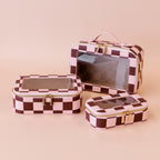 Cherry Check Cosmetic Nested Trio Set