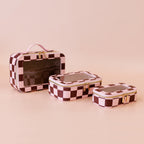 Cherry Check Cosmetic Nested Trio Set