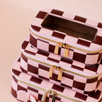 Cherry Check Cosmetic Nested Trio Set