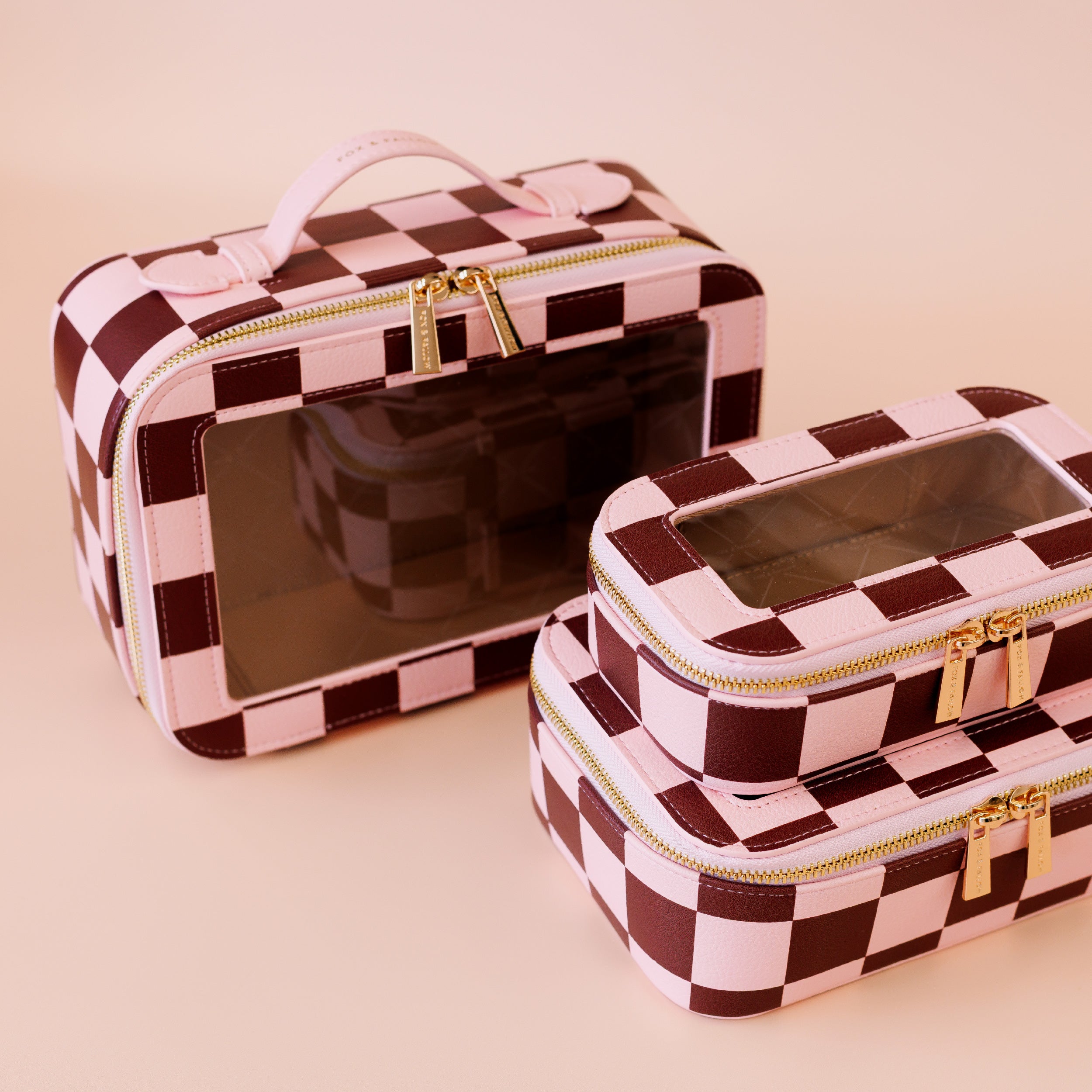 Cherry Check Cosmetic Nested Trio Set