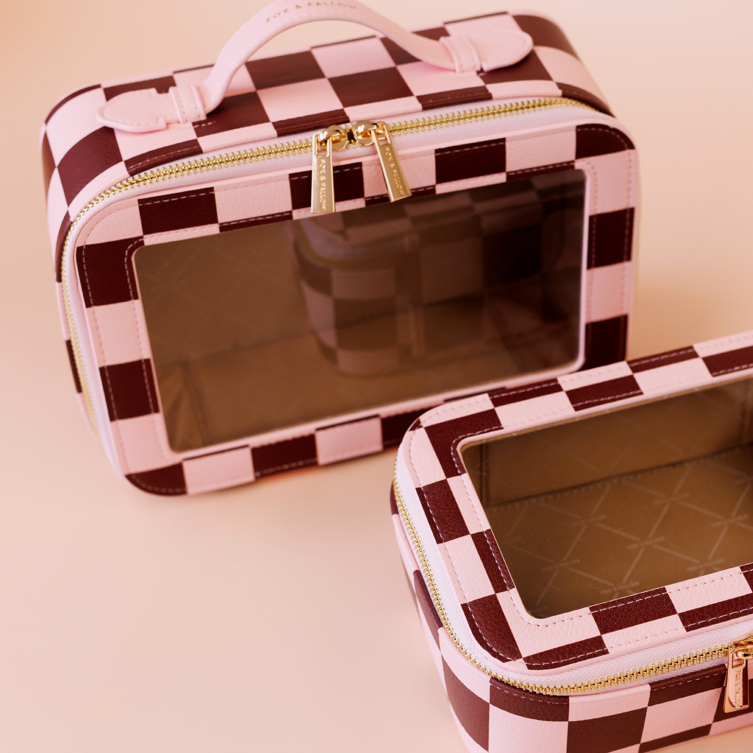 Cherry Check Cosmetic Nested Trio Set