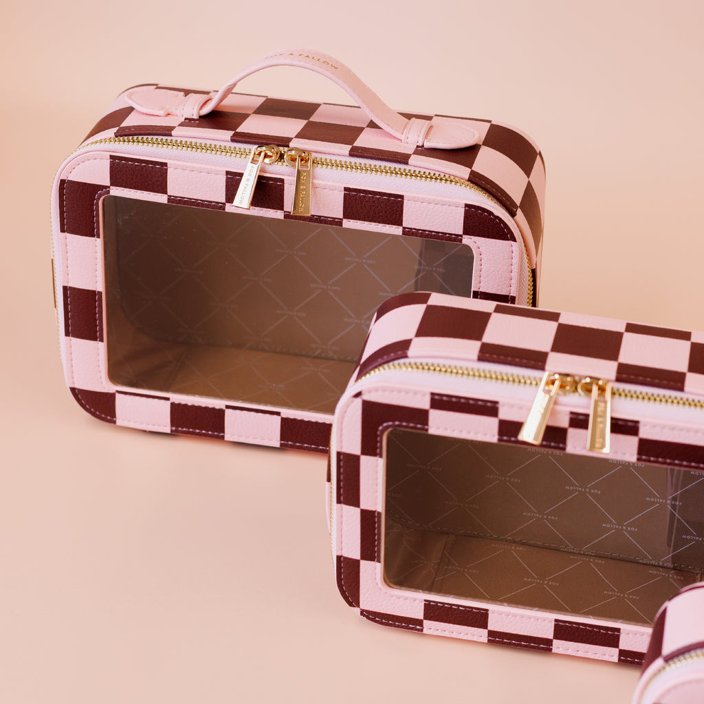 Cherry Check Cosmetic Nested Trio Set