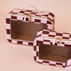 Cherry Check Cosmetic Nested Trio Set