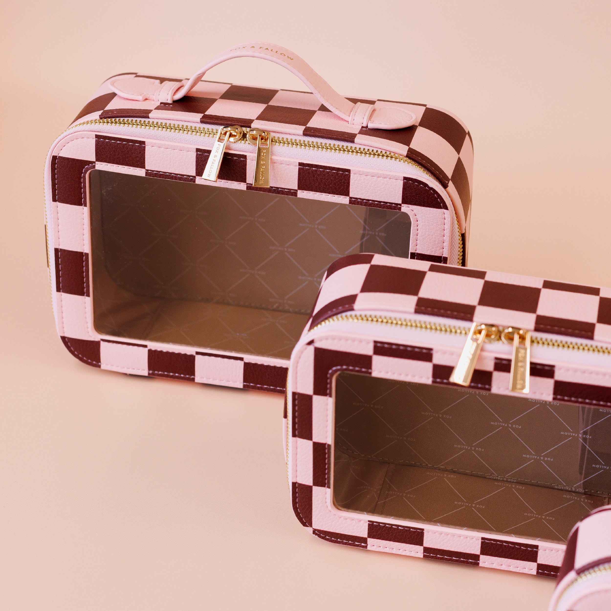 Cherry Check Cosmetic Nested Trio Set