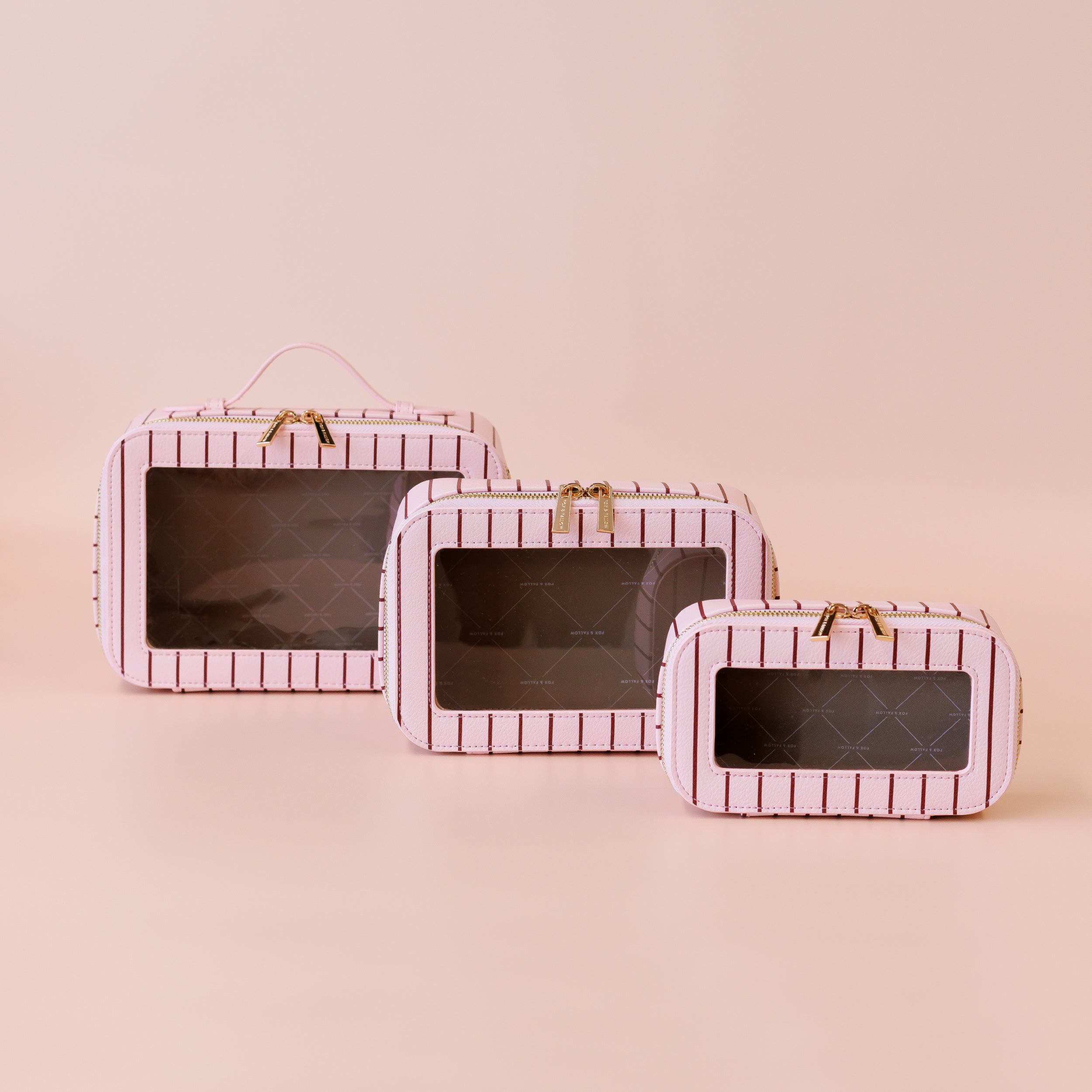 Rosé Pinstripe Cosmetic Nested Trio Set - PRE-ORDER (MAY)