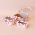 Rosé Pinstripe Cosmetic Nested Trio Set