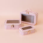 Rosé Pinstripe Cosmetic Nested Trio Set