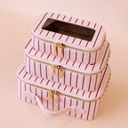 Rosé Pinstripe Cosmetic Nested Trio Set