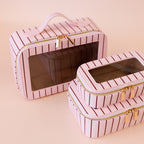 Rosé Pinstripe Cosmetic Nested Trio Set
