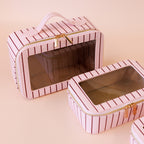 Rosé Pinstripe Cosmetic Nested Trio Set