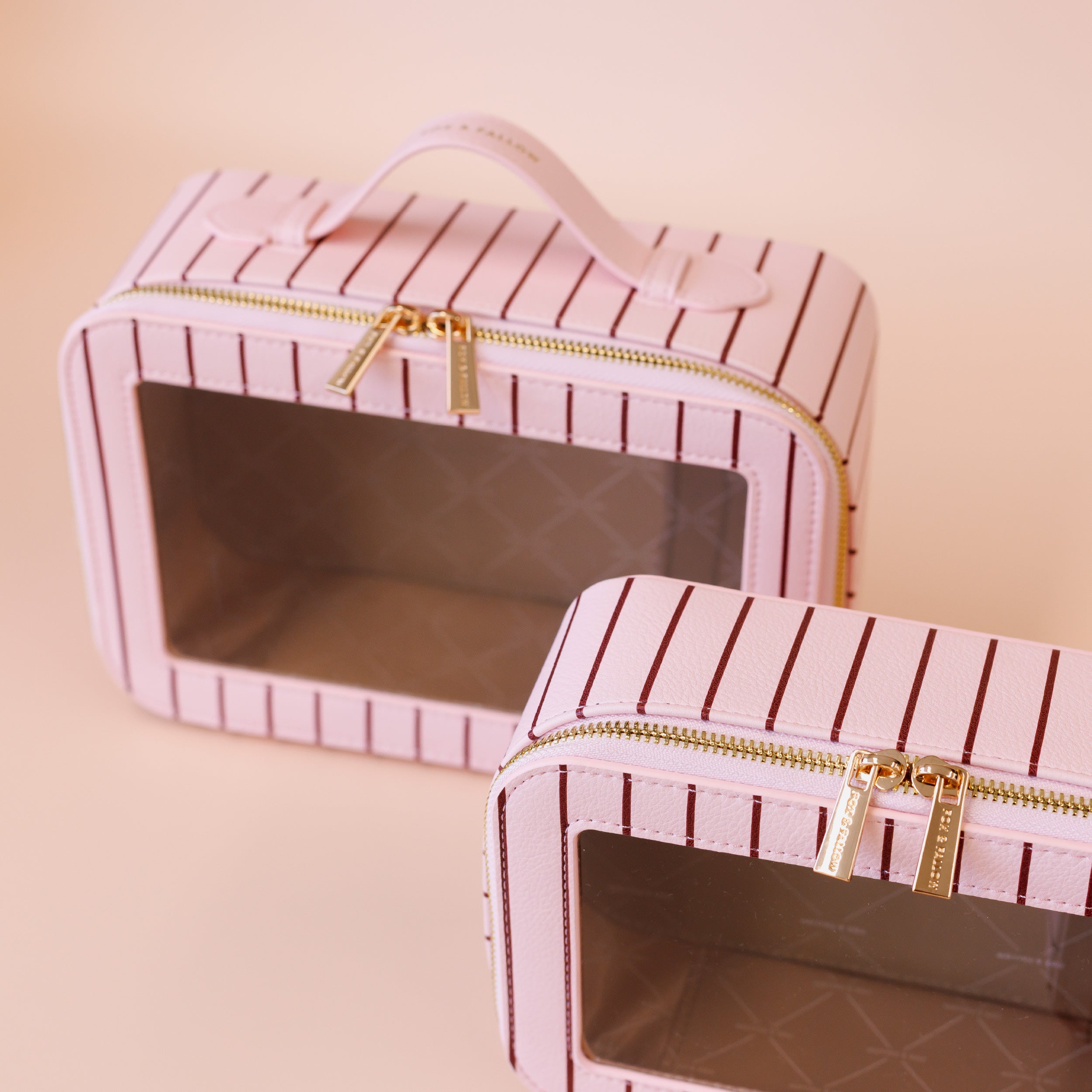 Rosé Pinstripe Cosmetic Nested Trio Set