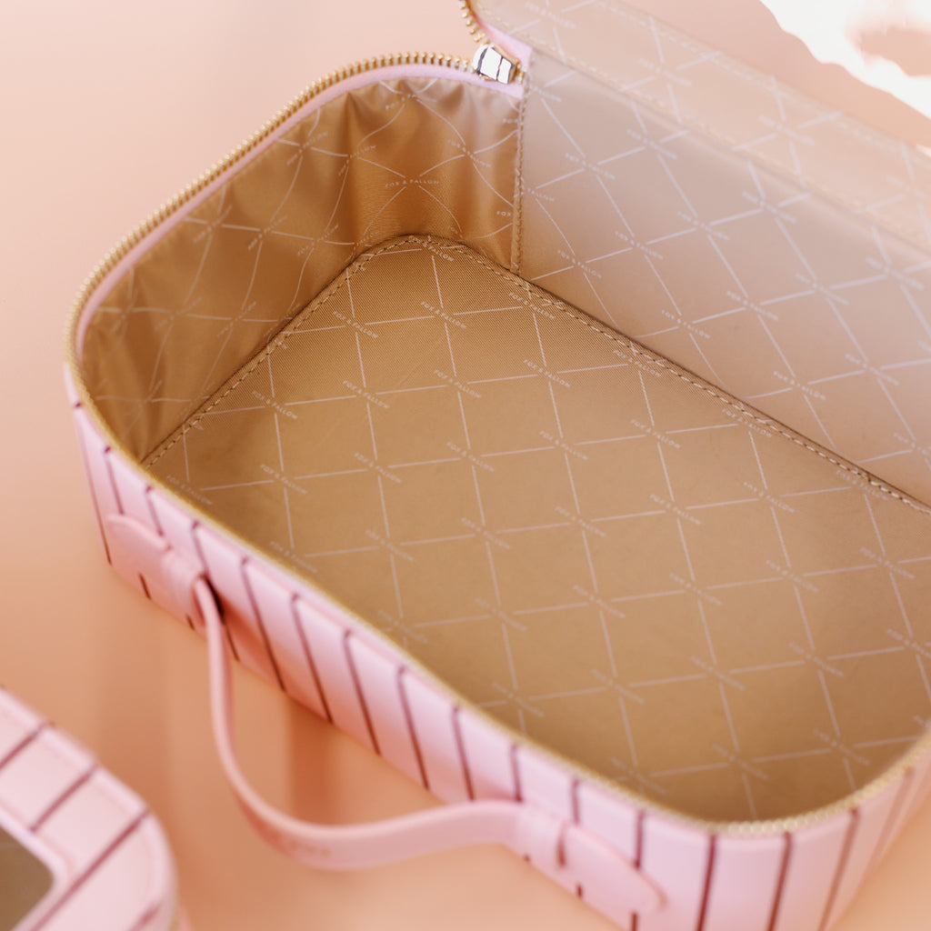 Rosé Pinstripe Cosmetic Nested Trio Set